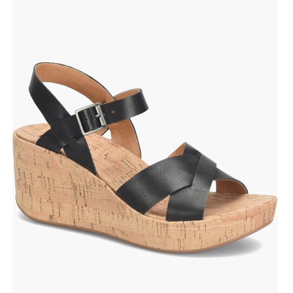 KORKS by Kork-Ease Wedge Sandal in Black Size 9 - Picture 1 of 11
